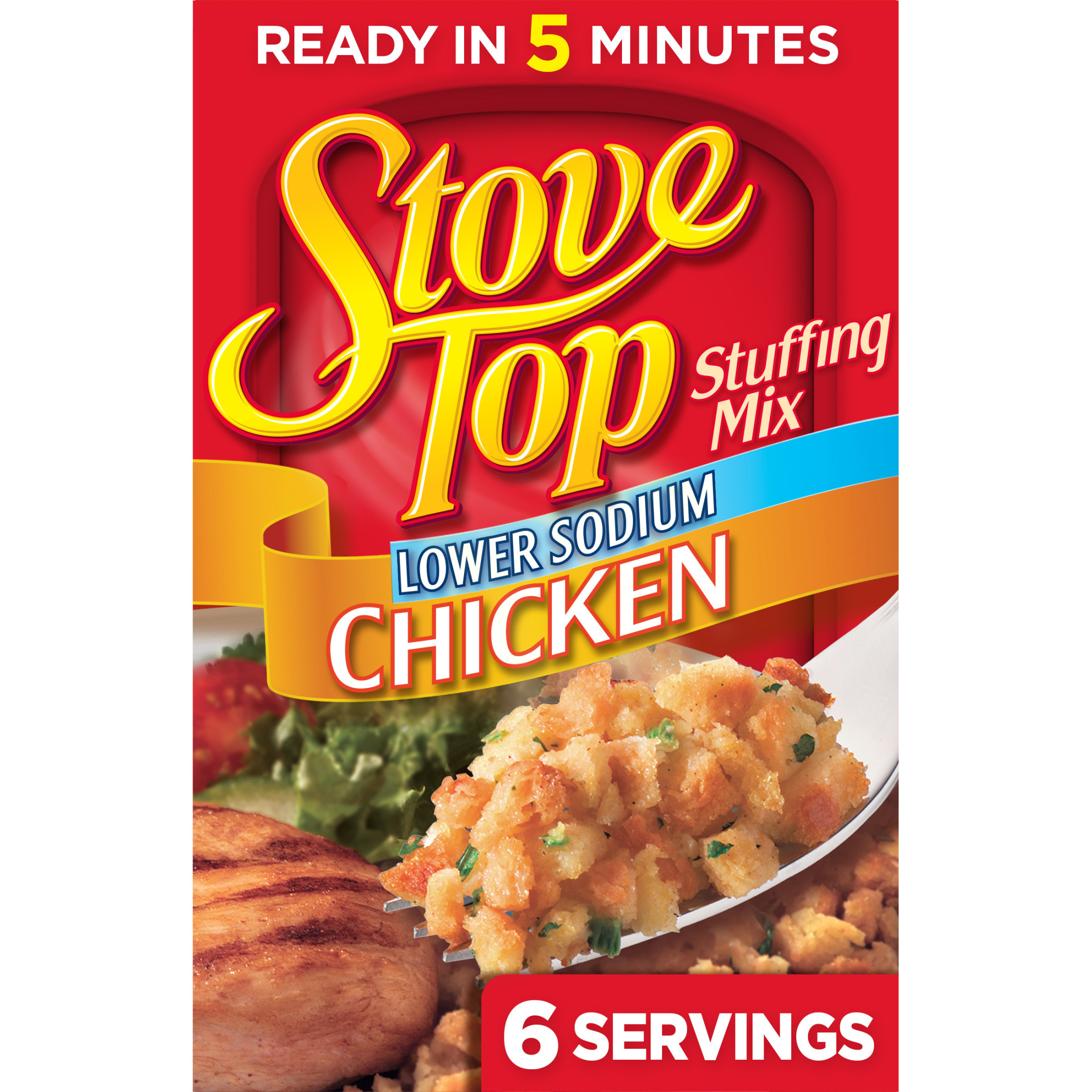 Stove Top Low Sodium Chicken Stuffing Mix Side Dish with 25% Less Sodium, 6 oz Box - image 1 of 8