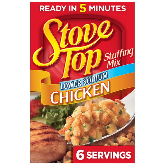 Stove Top Low Sodium Chicken Stuffing Mix Side Dish with 25% Less Sodium, 6 oz Box