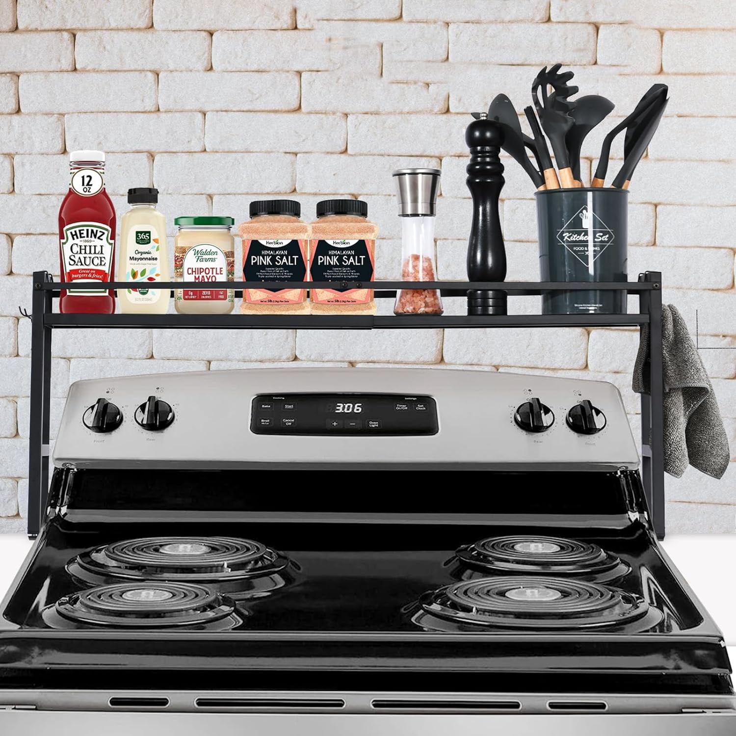 Multistar Stove Rack witarten Stove Top Shelf, Extendable Metal Spice Rack Organizer with 4 ...
