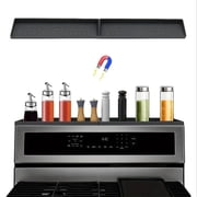 YOYAHATEM Magnetic Stove Top Shelf, 30-Inch Silicone Spice Rack Organizer for Kitchen Storage - Black & Grey