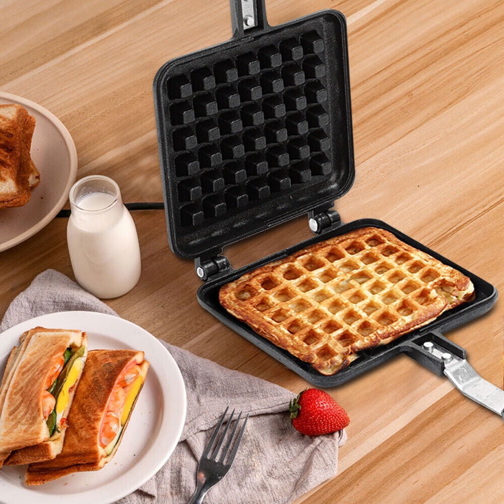 Stove Top Waffle Maker Iron Die-Cast Slice Non Stick Waffle Bakeware ...