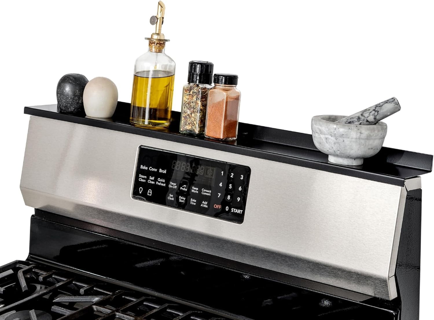 Black Magnetic Steel Kitchen Stove Shelf Organizer, 30"