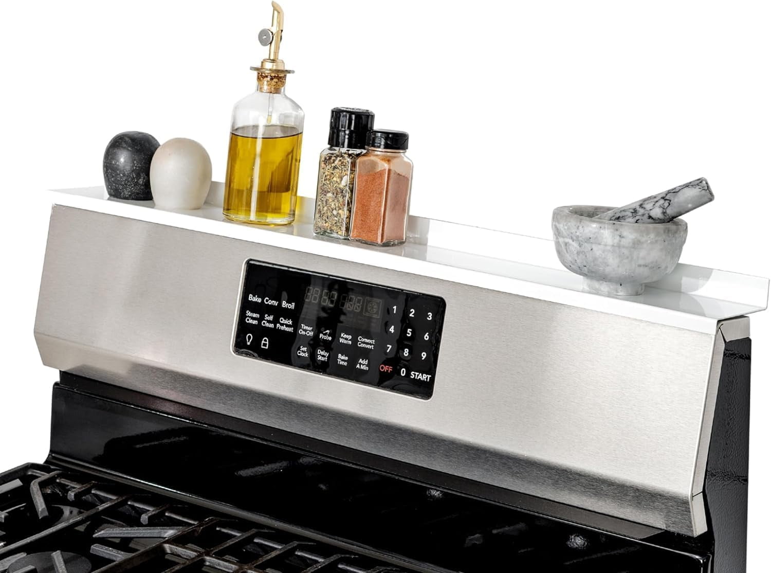 30" White Magnetic Kitchen Stove Shelf Organizer