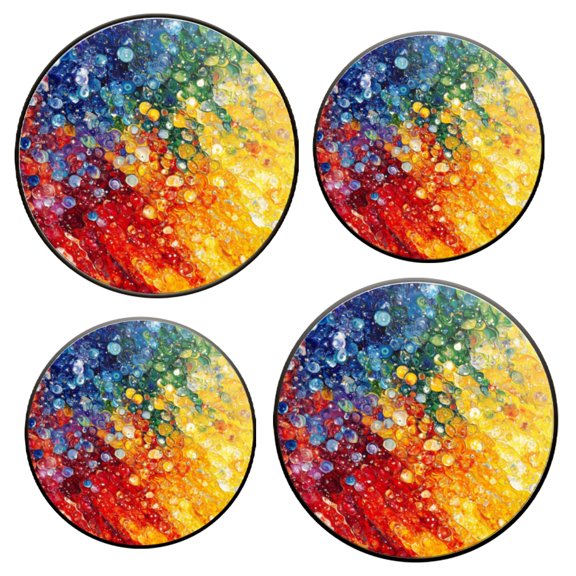 Stovetop Covers for Gas Stove Set of 4 for Range Accessories, Abstract Colorful Round Blocks Gas Metal Cover for Expanding Counter Space Stovetop Decor