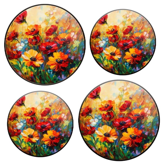 Electric Stove Burner Covers Set of 4 for Range Accessories, Gorgeous Color - Bursting Blooms Gas Metal Cover for Expanding Counter Space Stovetop Decor