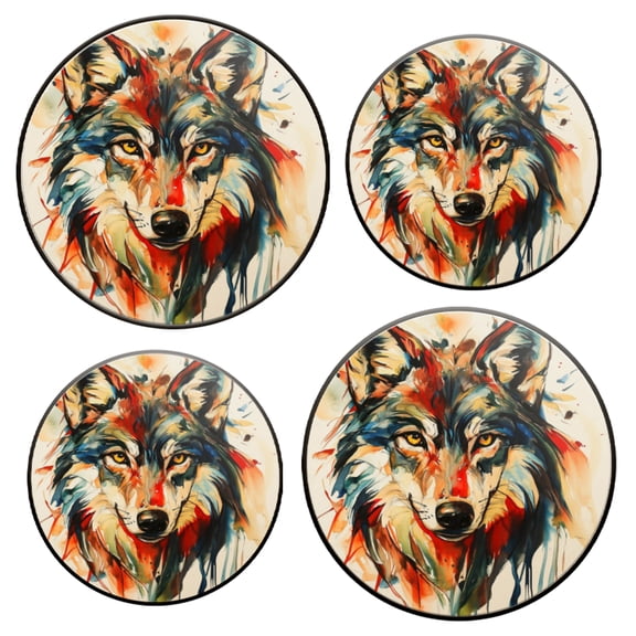 Stovetop Covers for Gas Stove Set of 4 for Range Accessories, Gorgeous Splash - Painted Wolf Gas Stove Top Covers for Expanding Counter Space Stovetop Decor