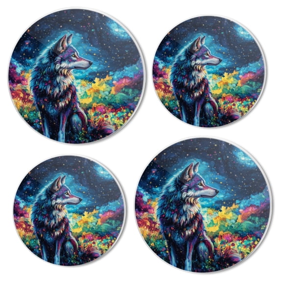 Electric Stove Top Covers Set of 4 for Range Accessories, Mysterious Wolf In Starlight Gas Stove Top Covers for Expanding Counter Space Stovetop Decor