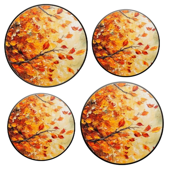 Stovetop Covers for Gas Stove Set of 4 for Range Accessories, Thin Branche Covered With Orange Leaves Gas Stove Top Covers for Expanding Counter Space Stovetop Decor