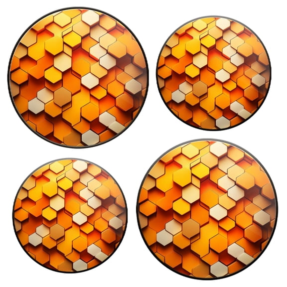 Stovetop Covers for Gas Stove Set of 4 for Range Accessories, Three-Dimensional Orange Hexagon Honeycomb Gas Stove Top Covers for Expanding Counter Space