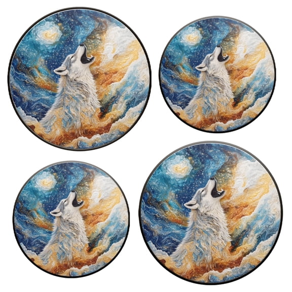 Stovetop Covers for Gas Stove Set of 4 for Range Accessories, White Wolf Howled Under The Clouds Gas Stove Top Covers for Expanding Counter Space Stovetop Decor