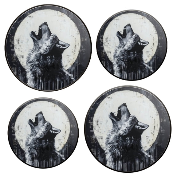 Stovetop Covers for Gas Stove Set of 4 for Range Accessories, Black And White Style Howling Wolf Gas Stove Top Covers for Expanding Counter Space