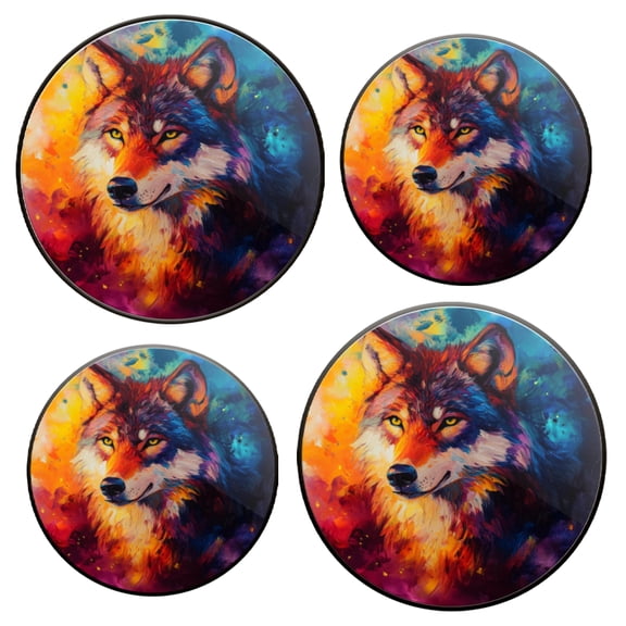 Stovetop Covers for Gas Stove Set of 4 for Range Accessories, Oil Painting Of Colorful Wolf Gas Stove Top Covers for Expanding Counter Space