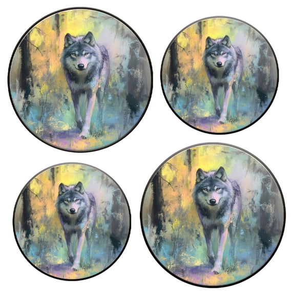 Stovetop Covers for Gas Stove Set of 4 for Range Accessories, Oil Painting Of Wolf In Forest Gas Stove Top Covers for Expanding Counter Space