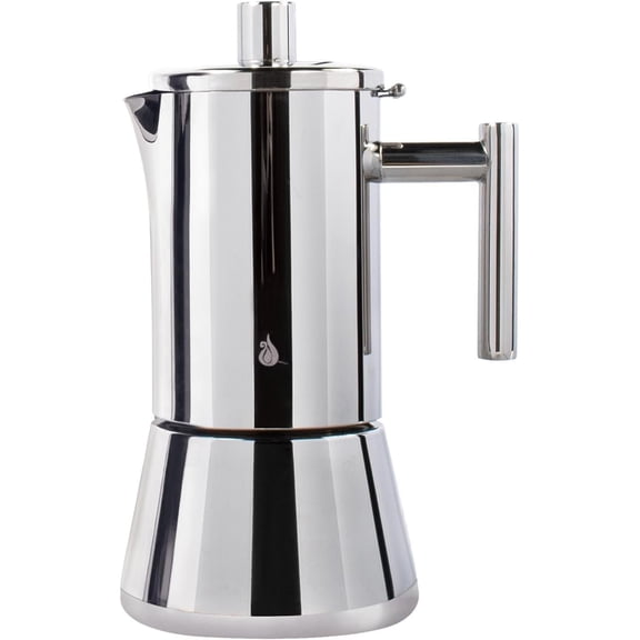 Stovetop Espresso Maker, 4Cup 6.8 oz Moka Pot, Stainless Steel Cuban and Italian Coffee Maker for Cafetera Cubana, Greca De Cafe Induction Stovetop Compatible, Coffee  for  Travel