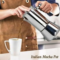 Stovetop Espresso Maker - 6-Cup Moka Pot, Stainless Steel Coffee Maker for Home & Travel, Silver