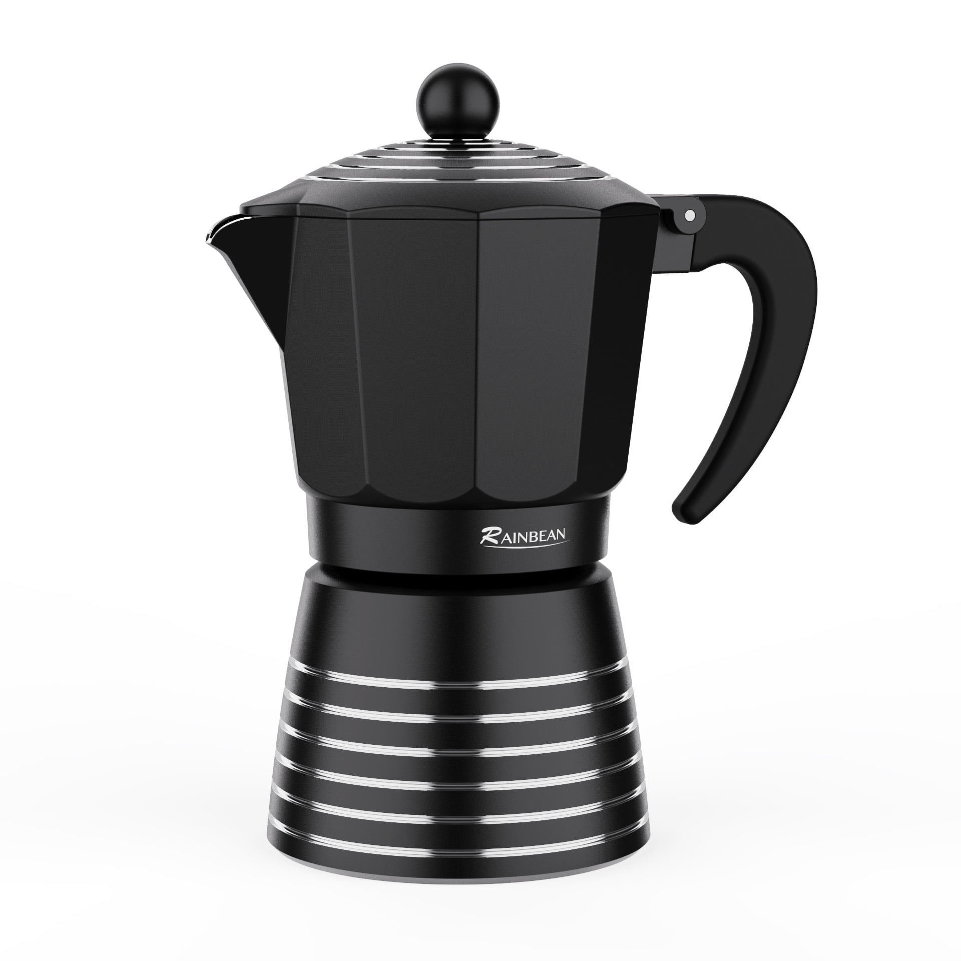 Stovetop Espresso Maker 6 Cups Moka Pot, Italian Cuban Greca Coffer Maker, Easy to Use & Clean, BLACK Espresso Coffee Percolator, Aluminum & Durable, Best Kitchen Gift