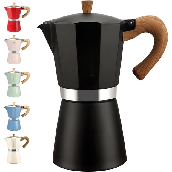 Stovetop Espresso Maker Moka Pot, Cuban Coffee Maker Stove  coffee maker Moka Italian Espresso Greca Coffee Maker Brewer Percolator, 12 Espresso Cups, 20 oz - Black