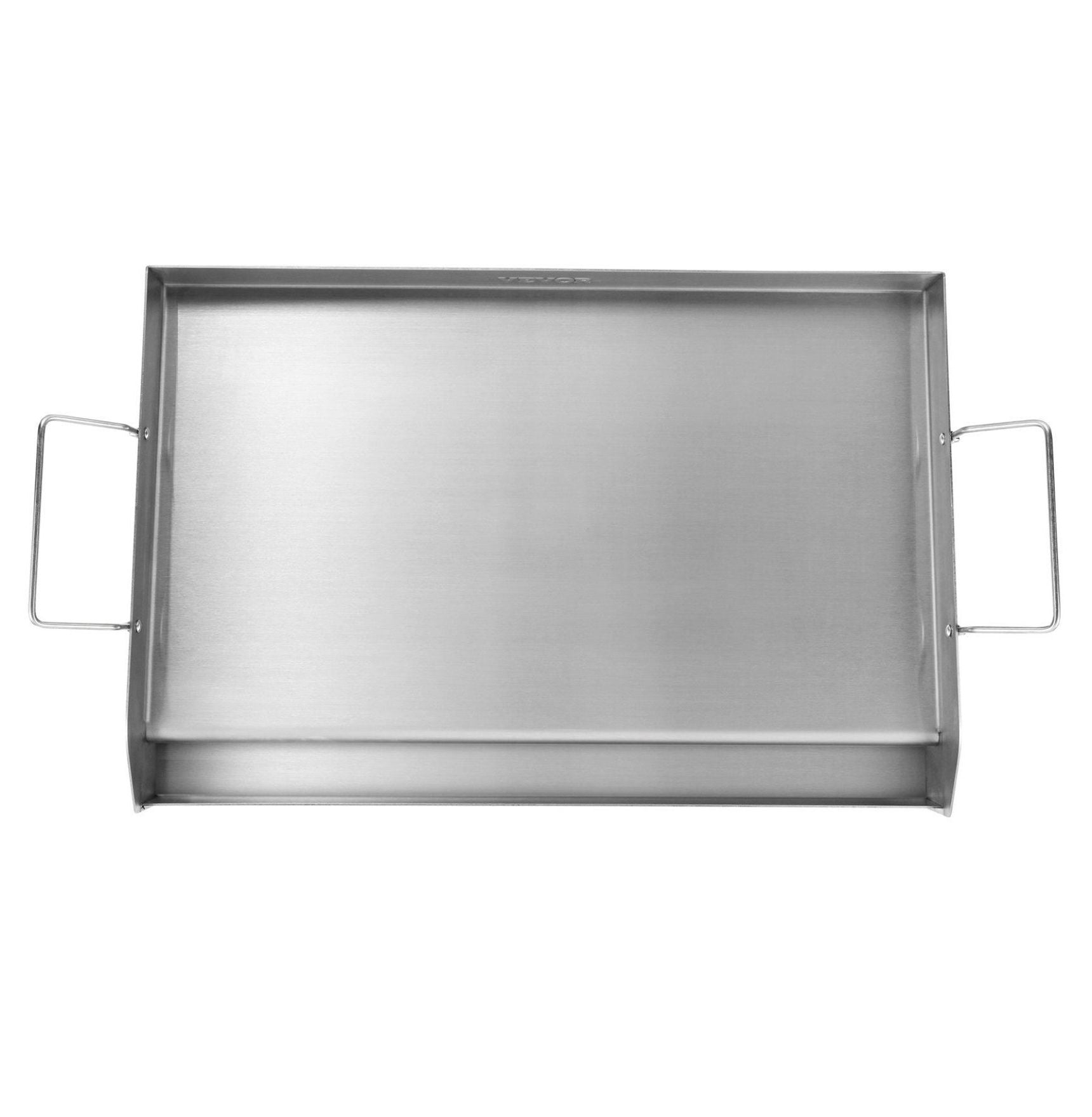 Stovetop Griddle 23.5x16 Inch, Stainless Steel Double Burner Griddle Pan, Non-Stick Family Cookware with Handles, Oil Groove for Gas Grills, BBQ