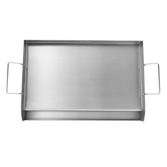 Stovetop Griddle 23.5x16 Inch, Stainless Steel Double Burner Griddle Pan, Non-Stick Family Cookware with Handles, Oil Groove for Gas Grills, BBQ