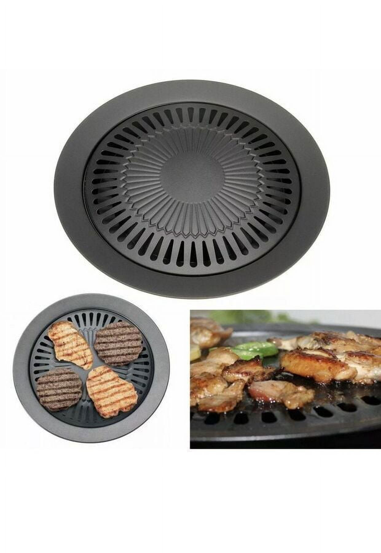 Indoor Smokeless Stovetop Grill for Outdoor Kitchen, Korean BBQ Gas Stove Pan with Iron Plate