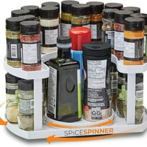 Stow-n-Spin 2-Tier Spice Rack Organizer for Cabinet | Rotating Lazy Susan Spice Organizer Holds 40 Spice Jars | Countertop & Pantry Spice Shelf for Kitchen Organization & Storage (Gray)