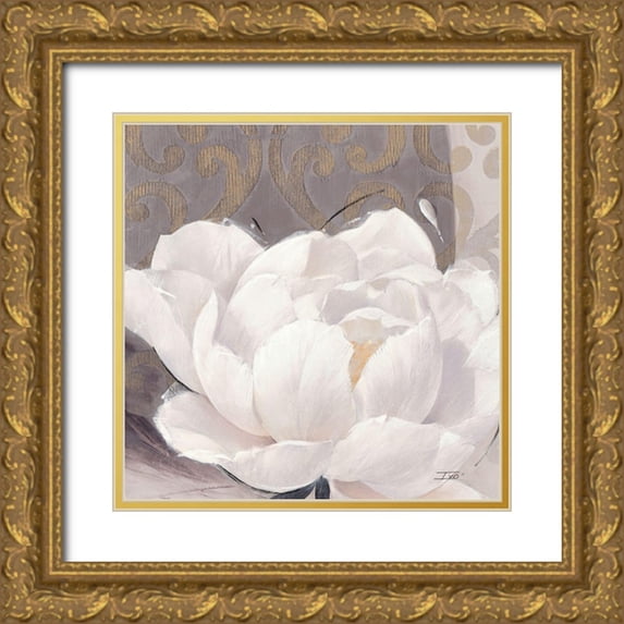 Stoyanov 26x26 Gold Ornate Wood Framed with Double Matting Museum Art Print Titled - Blissful Bloom 1
