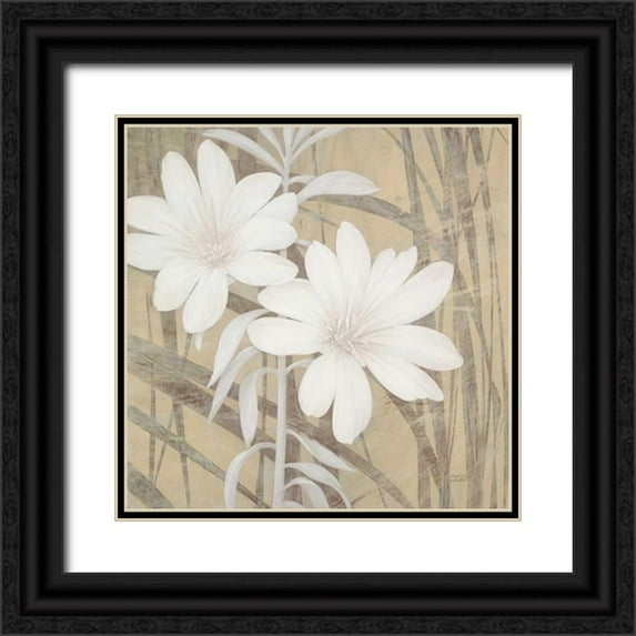 Stoyanov, Ivo 15x15 Black Ornate Wood Framed with Double Matting Museum Art Print Titled - Modern White Blossoms