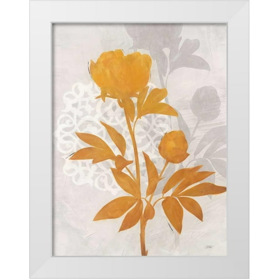 Stoyanov, Ivo 25x32 White Modern Wood Framed Museum Art Print Titled - Amber Peony 2
