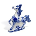 thumbnail image 1 of Stp Goods Billy Horse Handmade Porcelain Figurine 4x4" (10x10 cm) Symbol of 2026 Gzhel Figurine Hand-Painted Porcelain Sculpture Home Decor Tabletop Porcelain Horse, Blue and White, 1 of 1