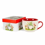Stp Goods Gnome Bone China Soup Mug in Gift Box 22 fl oz 650 ml Coffee and Tea Mug for Latte Cocoa Chocolate Red Green White