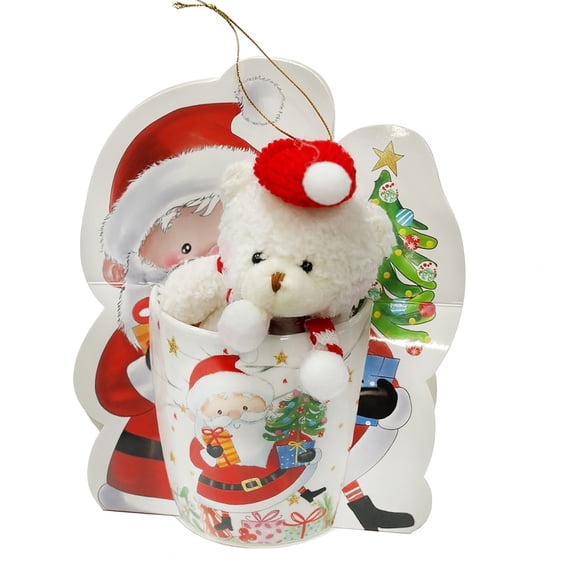 Stp Goods Santa Claus Bone China Mug in Gift Packaging 12 fl oz (355 ml) Coffee and Tea Mug for Latte Cocoa Chocolate, Christmas Tableware, Holiday Drinkware, Red White