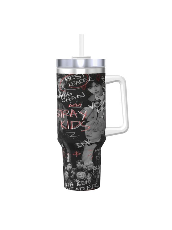 Str-Ay Ki-Ds 40 Oz Tumbler With Handle And Straw Lid Insulated Tumblers Cups With Lids Straws Double Wall Vacuum Stainless Steel Travel Mug, Gifts