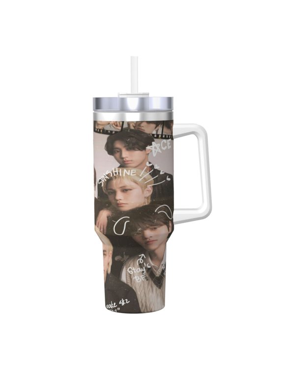 Str-Ay Ki-Ds 40 Oz Tumbler With Handle And Straw Lid Insulated Tumblers Cups With Lids Straws Double Wall Vacuum Stainless Steel Travel Mug, Gifts