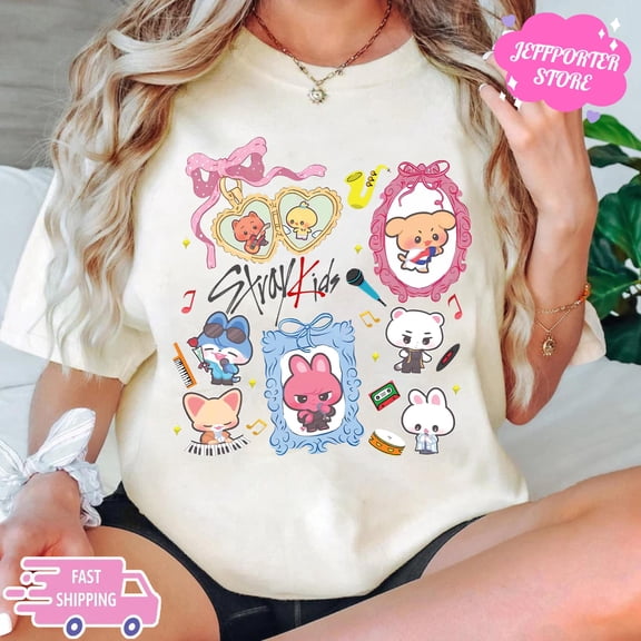 Str@y Kids Skzoo T-Shirt, SKZOO Chibi Characters T-shirt Music Lover Gift