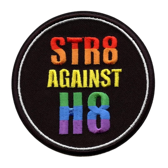 Str8 Against H8 Patch LGBTQ+ Community Embroidered Iron On