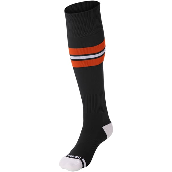 StrStriped Baseball Sock - BLACK, ORANGE, WHITE - XS