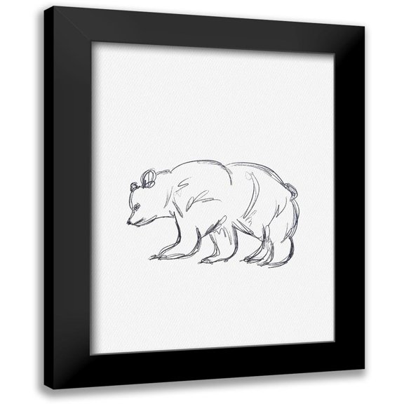 Straatsma, Leah 12x14 Black Modern Framed Museum Art Print Titled - Cabin Minimal Bear Sketch
