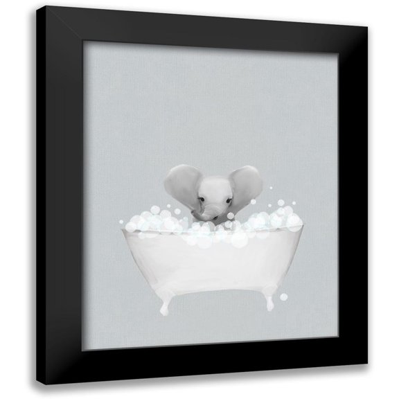 Straatsma, Leah 12x14 Black Modern Framed Museum Art Print Titled - Elephant Blue Bath