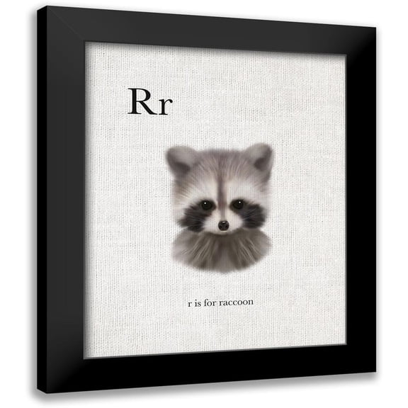 Straatsma, Leah 12x14 Black Modern Framed Museum Art Print Titled - R is for Raccoon