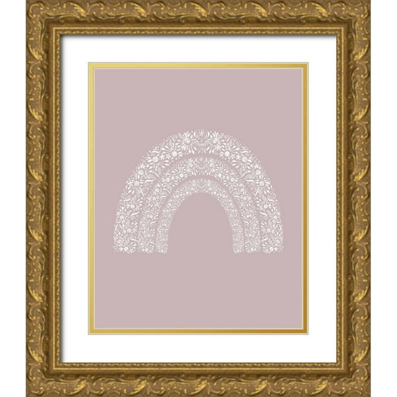 Straatsma, Leah 12x14 Gold Ornate Wood Framed with Double Matting Museum Art Print Titled - Floral Rainbow