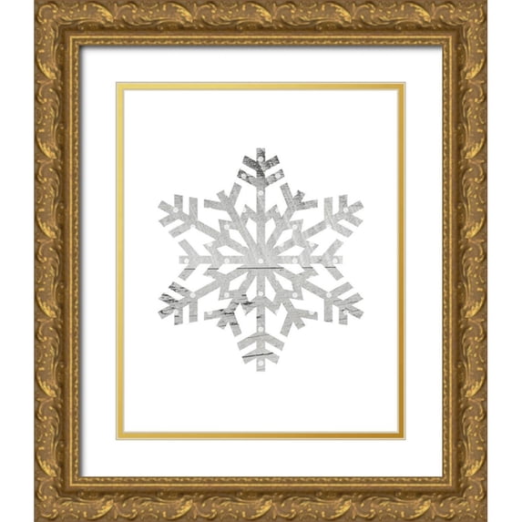 Straatsma, Leah 12x14 Gold Ornate Wood Framed with Double Matting Museum Art Print Titled - Wooden Snowflake Polka 1