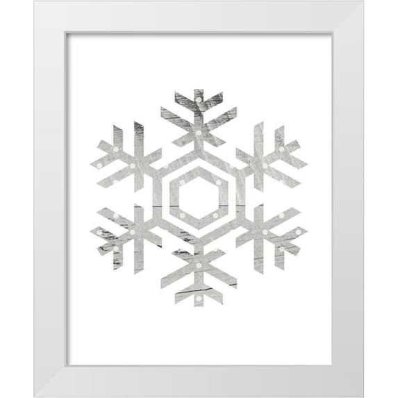 Straatsma, Leah 12x14 White Modern Wood Framed Museum Art Print Titled - Wooden Snowflake Polka 2
