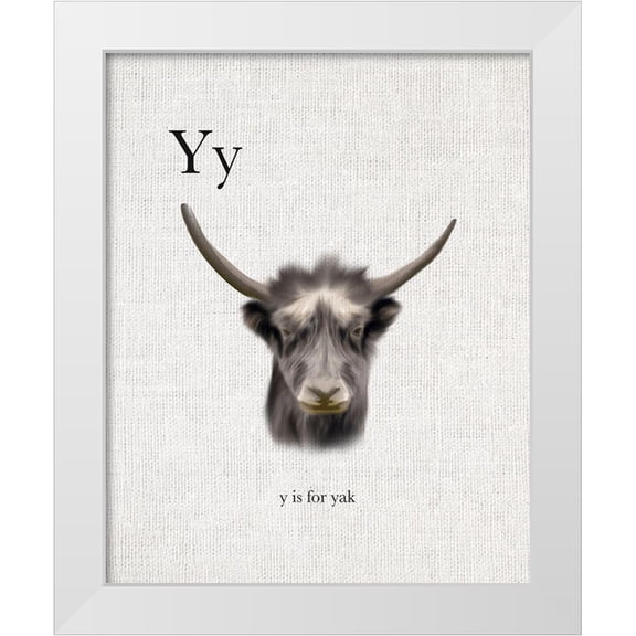 Straatsma, Leah 12x14 White Modern Wood Framed Museum Art Print Titled - Y is for Yak