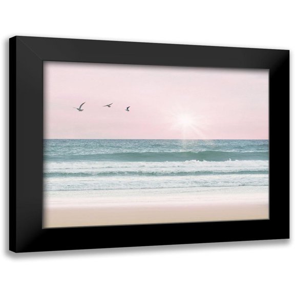 Straatsma, Leah 14x12 Black Modern Framed Museum Art Print Titled - Pinky Beach With Birds