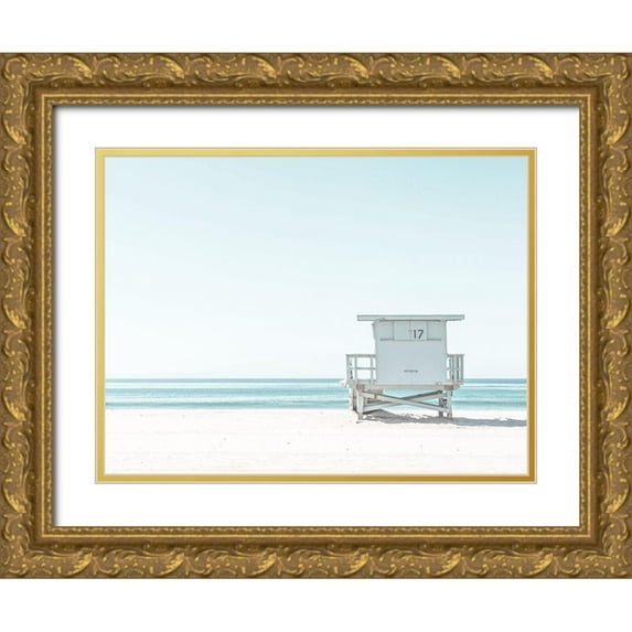 Straatsma, Leah 14x12 Gold Ornate Wood Framed with Double Matting Museum Art Print Titled - Beach Hut