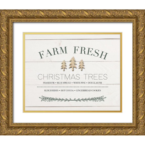 Straatsma, Leah 14x12 Gold Ornate Wood Framed with Double Matting Museum Art Print Titled - Xmas Tree Sign