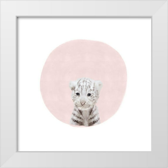 Straatsma, Leah 15x15 White Modern Wood Framed Museum Art Print Titled - Baby White Tiger Pink