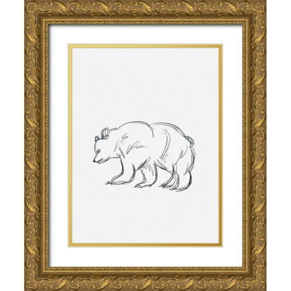 Straatsma, Leah 15x18 Gold Ornate Wood Framed with Double Matting Museum Art Print Titled - Cabin Minimal Bear Sketch