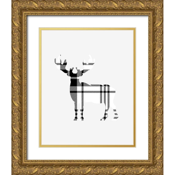 Straatsma, Leah 15x18 Gold Ornate Wood Framed with Double Matting Museum Art Print Titled - Tartan Deer