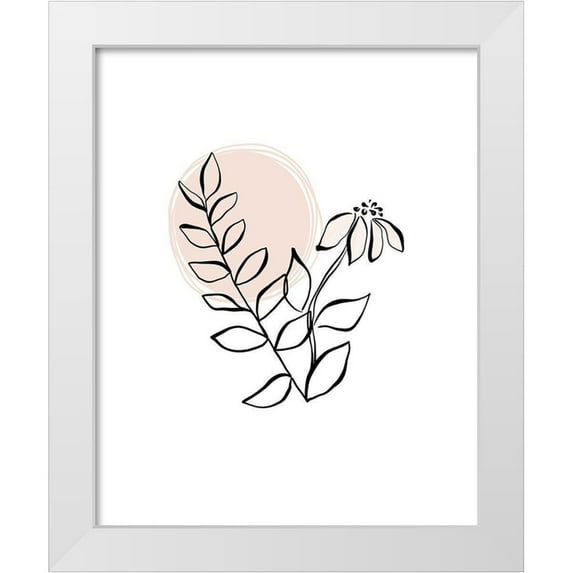 Straatsma, Leah 15x18 White Modern Wood Framed Museum Art Print Titled - Line Drawing Florals Blush
